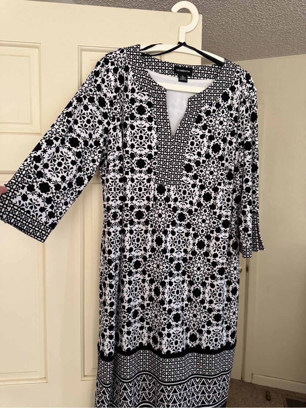 Classic Black & White Floral Tunic -